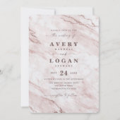 Elegante Rose Gold Pink Metallic Marmorhochzeit Einladung (Vorderseite)