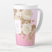 Elegante Rose Gold Pink Monogram Milchtasse (Rechte Ecke)