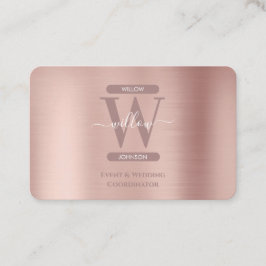 Elegante Rose Gold Pink Monogram Social Media Icon Visitenkarte