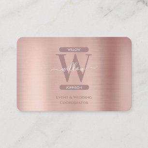 Elegante Rose Gold Pink Monogram Social Media Icon Visitenkarte