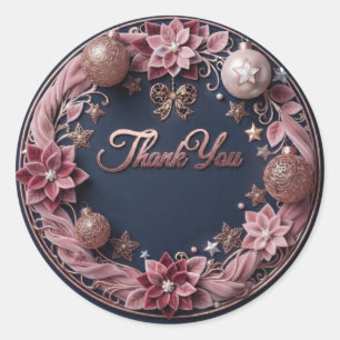 Elegante Rose Gold & Pink Samt Blumen Danke R Runder Aufkleber