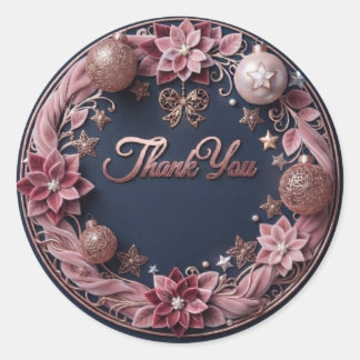 Elegante Rose Gold & Pink Samt Blumen Danke R Runder Aufkleber