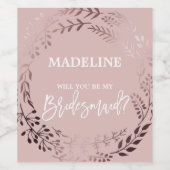 Elegante Rose Gold & Pink werden Sie meine Brautju Weinetikett (Einzelnes Label)