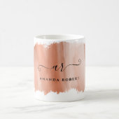 Elegante Rose Gold Pinselstrich Mit Monogramm Kaffeetasse (Mittel)
