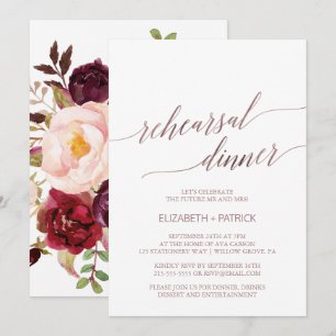 Elegante Rose Gold   Probe mit Flora Einladung