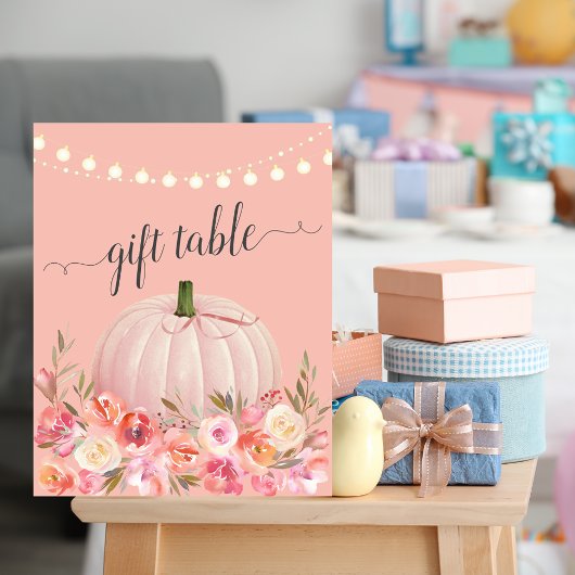 Elegante Rose Gold Pumpkin Shower Tabelle Poster