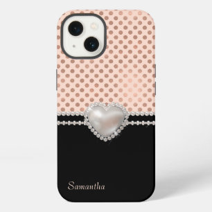 Elegante Rose Gold Punkte und Perlen iPhone 13 Hülle