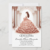 Elegante Rose Gold Quinceñera Einladung (Vorderseite)