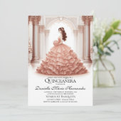 Elegante Rose Gold Quinceñera Einladung (Stehend Vorderseite)