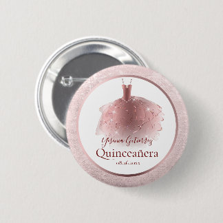Elegante Rose Gold Quinceñera Kleid Button