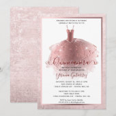 Elegante Rose Gold Quinceñera Kleid Einladung (Vorne/Hinten)