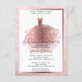 Elegante Rose Gold Quinceñera Kleid Postkarte