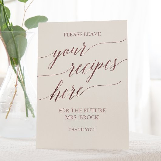 Elegante Rose Gold | Rezepte für Elfenbein Sockelschild