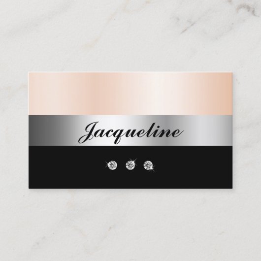 Elegante Rose Gold Rhinestones Logo und QR-Code Visitenkarte (Vorderseite)