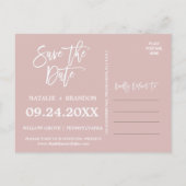 Elegante Rose Gold | Rosa 3 Foto Save the Date Ankündigungspostkarte (Rückseite)