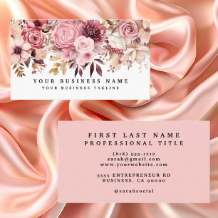 Elegante Rose Gold Rosa Blume Blütenfarben Visitenkarte