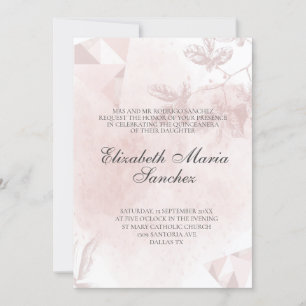 Elegante Rose Gold Rosa Blütenblättrige Königin Einladung