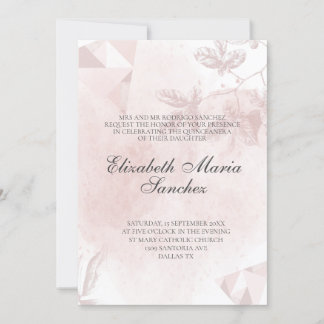 Elegante Rose Gold Rosa Blütenblättrige Königin Einladung