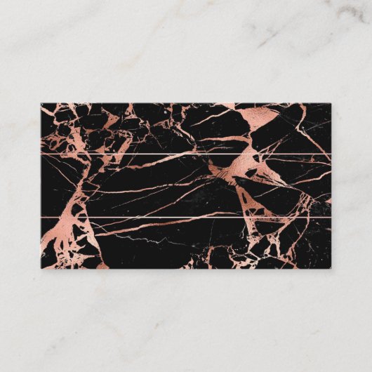 Elegante Rose Gold Rosa Schwarzer Marmor Agate Visitenkarte (Vorderseite)