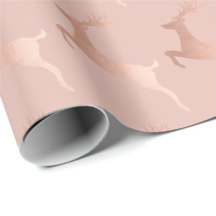 Elegante Rose Gold Rosa Weihnachtsbaummuster Geschenkpapier