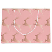 Elegante Rose Gold Rosa Weihnachtsbaummuster Große Geschenktüte (Vorderseite)