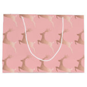 Elegante Rose Gold Rosa Weihnachtsbaummuster Große Geschenktüte (Rückseite)