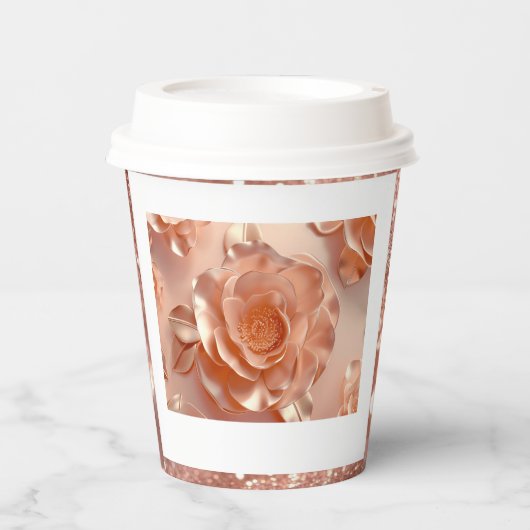 Elegante Rose Gold Rose Glitzer Cup Pappbecher (Vorderseite)
