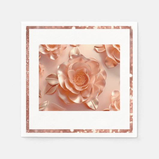 Elegante Rose Gold Rose Glitzer Paper Napkin Serviette (Vorderseite)