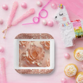 Elegante Rose Gold Rose Glitzer Paper Plate Pappteller (Party)