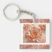 Elegante Rose Gold Rose Glitzer Schlüsselring (Vorderseite)