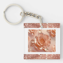 Elegante Rose Gold Rose Glitzer Schlüsselring