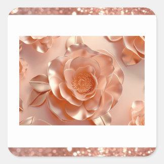 Elegante Rose Gold Rose Glitzer Square Sticker