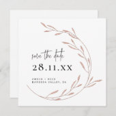 Elegante Rose Gold Save the Date Karte (Vorne/Hinten)