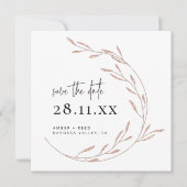 Elegante Rose Gold Save the Date Karte (Vorderseite)