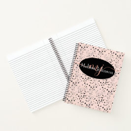 Elegante Rose-Gold-Schrift auf Black Notebook Notizblock