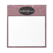 Elegante Rose Gold-Schrift auf schwarzem Notepad Notizblock (Vorderseite)