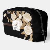 Elegante Rose Gold Schwarz Monogramm Waschbeutel (Rechte Ecke)