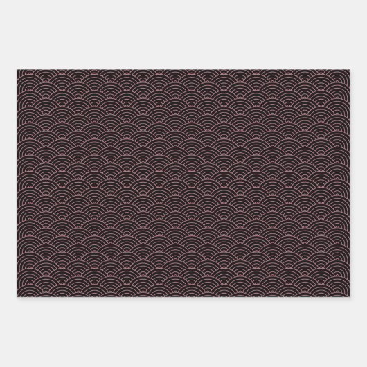 Elegante Rose Gold Schwarz-weiße japanische Wave Geschenkpapier Set (Vorderseite 2)