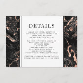 Elegante Rose Gold Schwarzer Marmor Hochzeitsdetai Begleitkarte (Vorderseite)