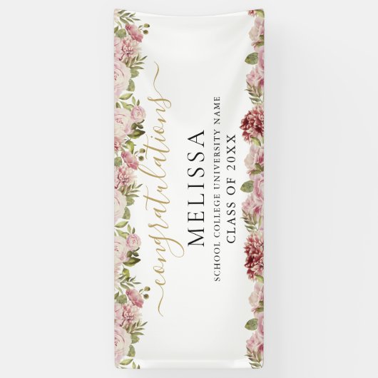 Elegante Rose Gold Script Abschluss Banner (Vertikal)