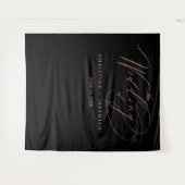 Elegante Rose Gold Script Calligraphy Black Weddin Wandteppich (Vorderseite (Horizontal))
