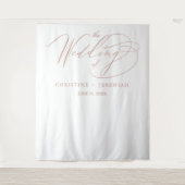 Elegante Rose Gold Script Calligraphy White Weddin Wandteppich (Vorderseite)