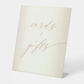 Elegante Rose Gold Script Champagnerkarten Hochzei Sockelschild (Vorderseite)