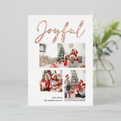 Elegante Rose Gold Script JOYFUL Modernes Beige Fo Folien Feiertagskarte (Stehend vorne)