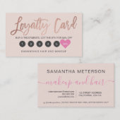 Elegante Rose Gold-Script-Make-Haar rot Rosa Treuekarte (Vorne/Hinten)