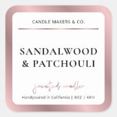 Elegante Rose Gold Script Minimal Modern Candle Ja Quadratischer Aufkleber (Vorderseite)