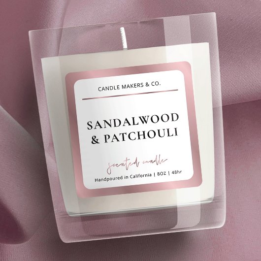 Elegante Rose Gold Script Minimal Modern Candle Ja Quadratischer Aufkleber