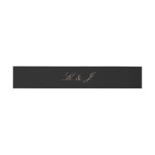 Elegante Rose Gold Script Monogram Black Wedding Einladungsbanderole (Flach)