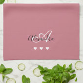 Elegante Rose Gold Script Name Monogram Girly Geschirrtuch (Gefaltet)