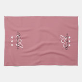 Elegante Rose Gold Script Name Monogram Girly Geschirrtuch (Horizontal)